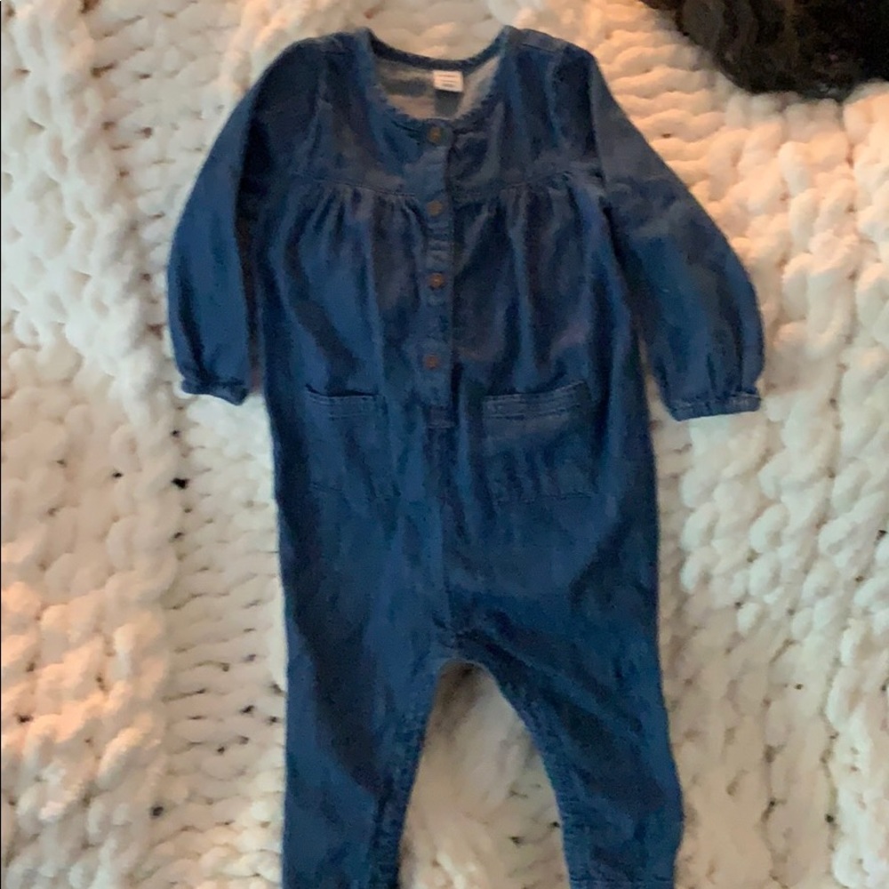 Old navy blue jean long sleeve romper